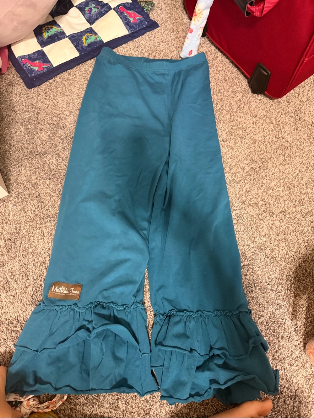 Matilda Jane Teal Ruffle-Hem Girls Joggers